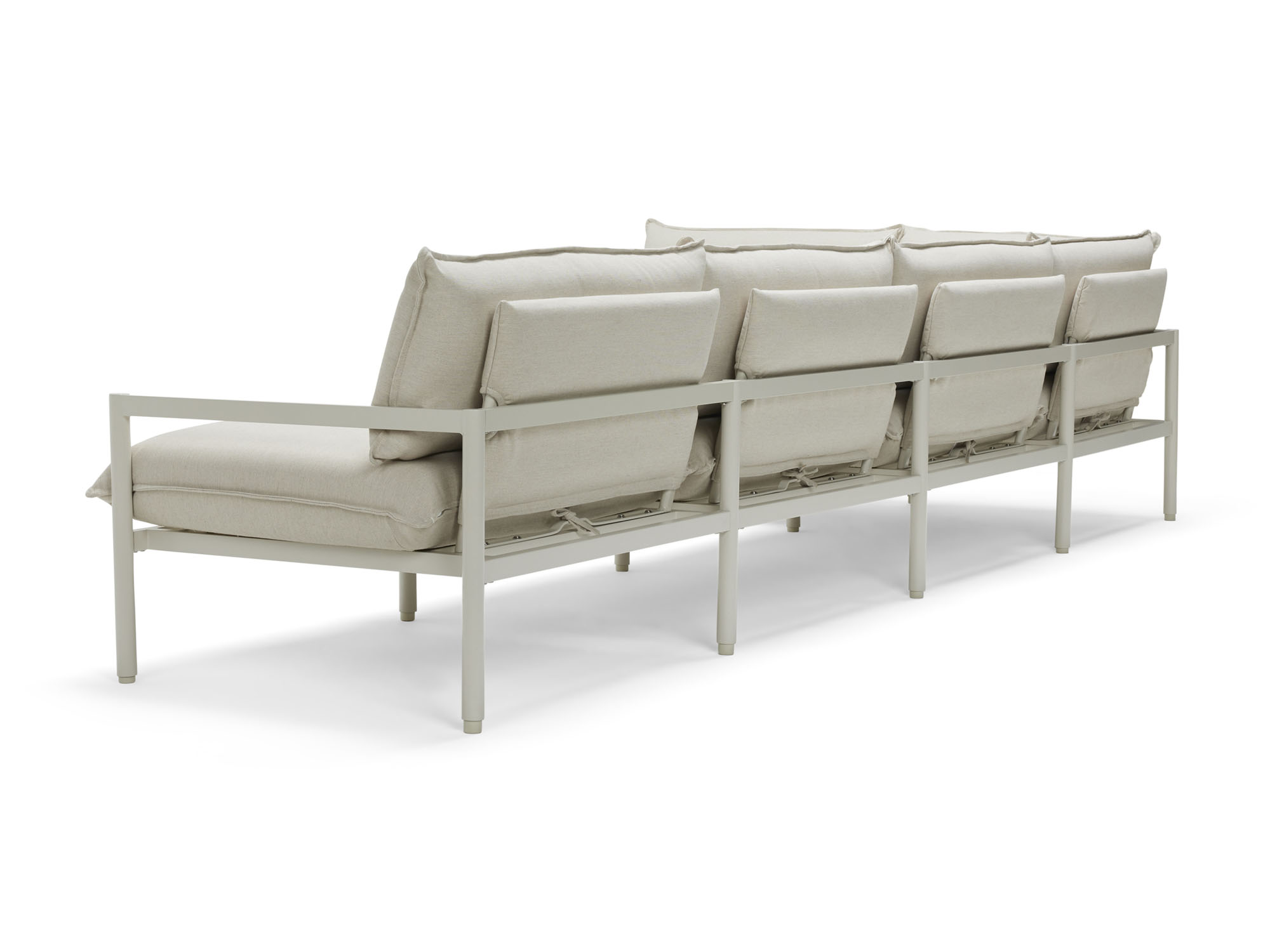 Back view of white 5-piece outdoor sectional sofa